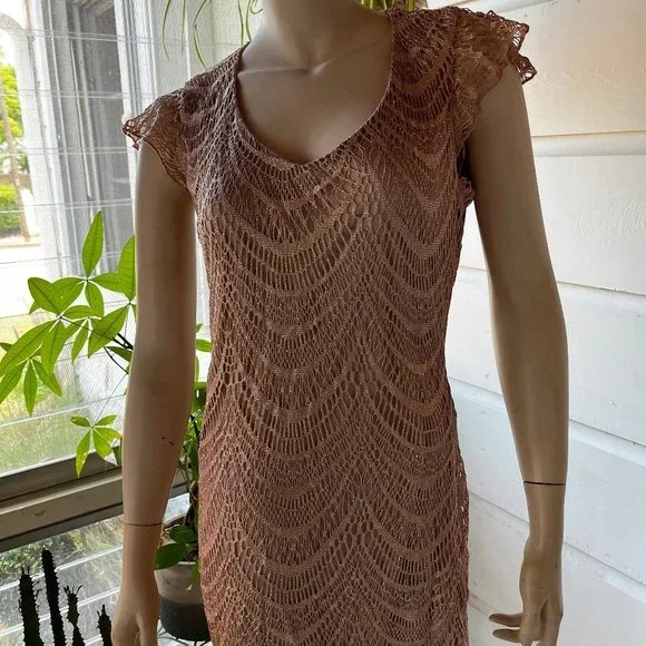 VENUS | Dresses | Copper Crochet Fringe Night Dress Venus | Poshmark
